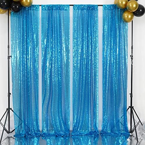 Poise3EHome Turquoise Sequin Backdrop Curtains, 2 Panels Sequin Backdrop, 2FTx8FT Sequin Curtains for Party Wedding Sequence Backdrop - Image 5