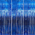 GOER 3.2 ft x 9.8 ft Metallic Tinsel Foil Fringe Curtains Party Photo Backdrop Party Streamers for Birthday,Graduation,New Year Eve Decorations Wedding Decor (Navy Blue,3 pcs) by GOER