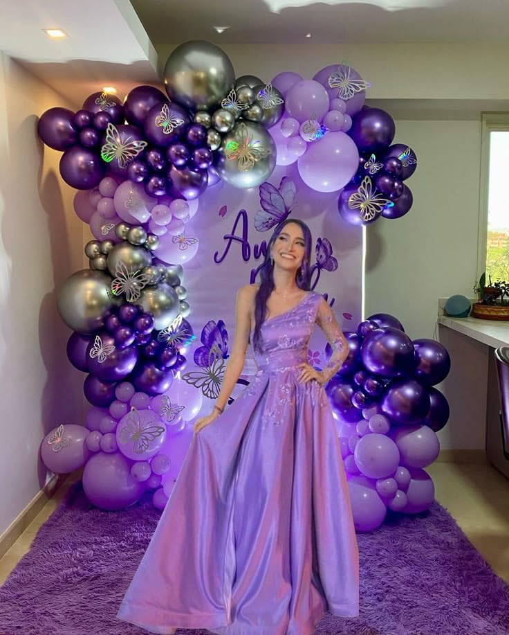AIOZX Purple Latex Balloon Set - 50 Pcs 12 Inches Dark Purple Balloons Metallic Purple Balloons for Birthday Wedding Baby Shower Party Decoration - Image 4