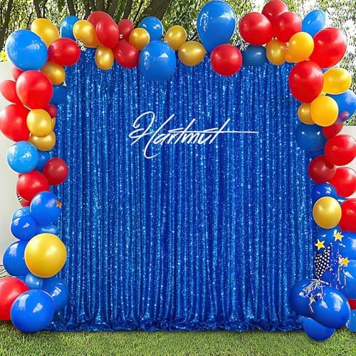 Navy Blue Sequin Backdrop Curtains,2 Panels 4FTx8FT Blue Curtain Backdrop Glitter Party Decorations Background Drapes for Wedding Birthday Anniversary Graduation Photo Booth Decor - Image 4