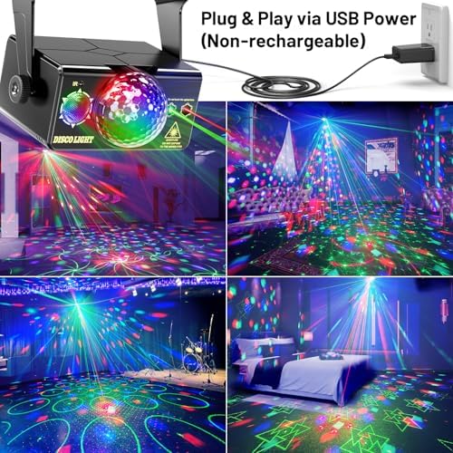 Party Lights, DJ Disco Light Disco Ball Light Sound Activated Strobe Stage Lights for Parties Birthday Christmas Gift Wedding Karaoke Bar Club Pub Dance Home Living Room Halloween Decorations - Image 2