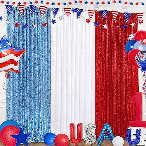 3x8FT White Backdrop Curtains 2 Panels White Wedding Sequin Fabric Drapes - Image 6