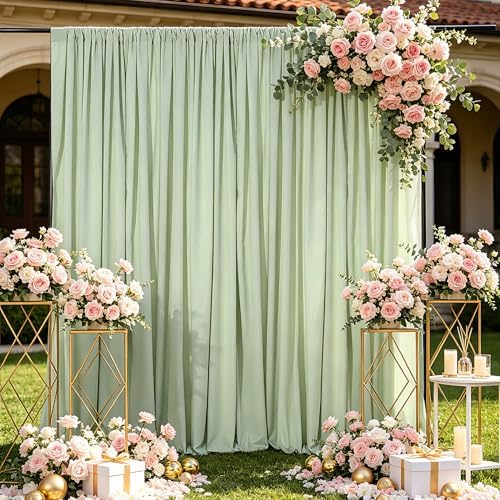 Pea Green Backdrop Curtains 20ftx10ft Garden Polyester Photo Drapes by SoarDream