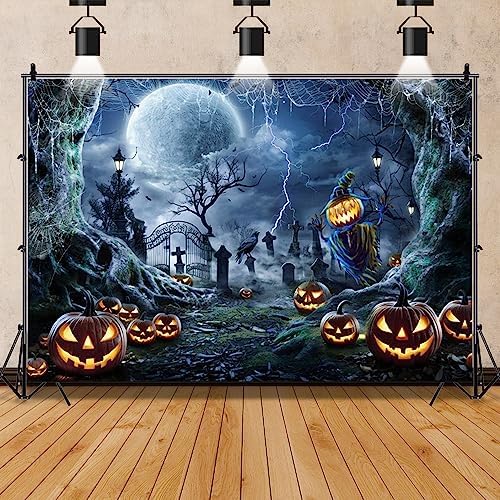 Renaiss 10x8ft Halloween Backdrop - Moon Night Graveyard Background for Kids & Adults - Spooky Photo Booth Prop - Image 6