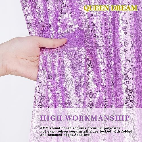 Sequin Backdrop Curtain Drapes 6 Packs 2x8FT Light Purple Photo Backdrop - Image 5