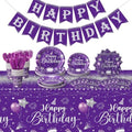 Vesici 171 Pcs Happy Birthday Party Supplies 24 Set Table, Purple, Silver by Vesici