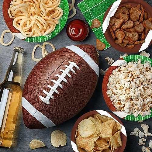 Gatherfun Football Party decorations Kit Serve 24,Includes Dinner Plates, Dessert Plates, Napkins, Cups,Banner and Touchdown Tablecloth for Football Birthday Decorations Game Day football Decorations - Image 6
