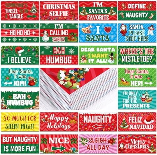 Beeveer 24 Designs Christmas Photo Booth Props, Red and Green Xmas Props by Beeveer