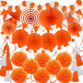 ZERODECO Party Decorations, 41 Pcs Orange Papar Fans Pompoms Garlands String Tissue Paper Tassel for Halloween New Years Spring Festival Wedding Birthday Party by ZERODECO