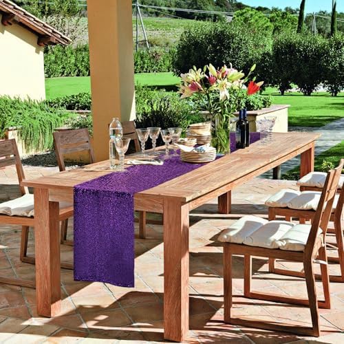 10 Packs 12 x 72 inches Purple Sequin Table Runner - Image 5
