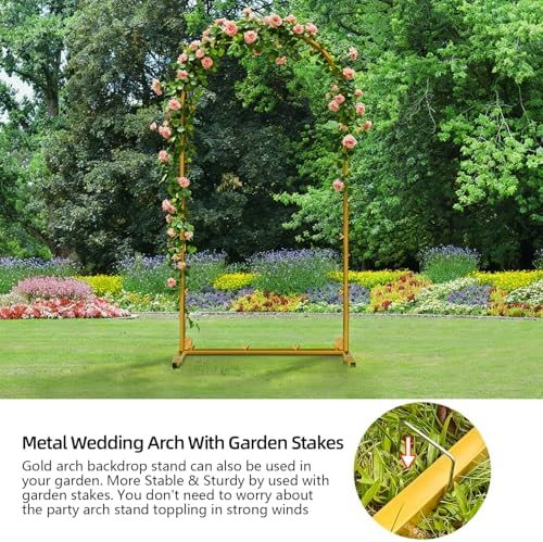6 FT Wedding Arch Frame Backdrop Stand for Party, Balloon Arch Stand, Wedding Arches for Ceremony, Metal Gold Arch Frame Backdrop Stand for Bridal Baby Showers Birthday Decoration Photo - Image 4