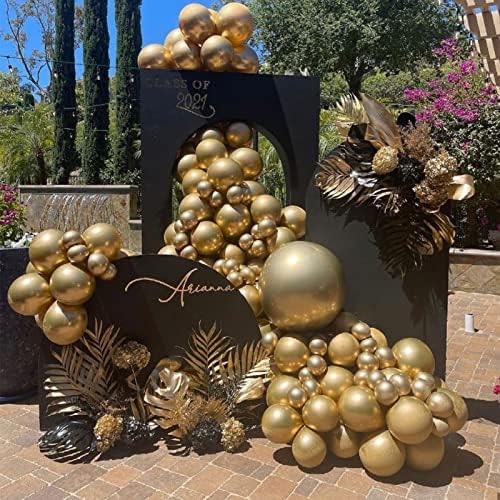 Voircoloria 130pcs Metallic Gold Balloons Arch Kit, 18 12 10 5 Inch - Image 4