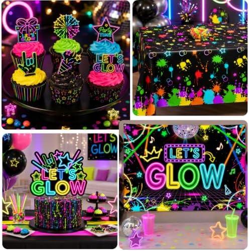 Glow Party Supplies, 243pcs Neon Glow Party Decorations for Birthday - Image 6