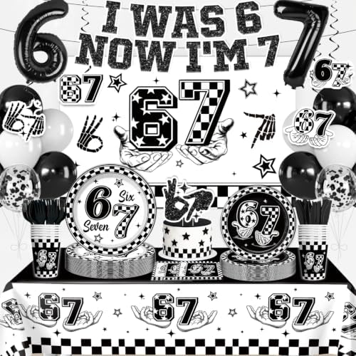 Xynic 189 Pcs Black 6 7 Birthday Decorations for Boys, Serves 25 by Unknown
