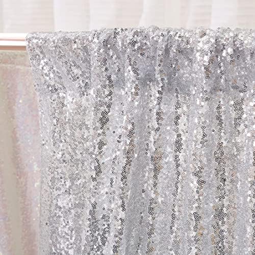 Poise3EHome Silver Sequin Backdrop Curtains,2ft x 8ft Sequin Photography Backdrop Curtain 2 Panels for Party Decoration - Image 4