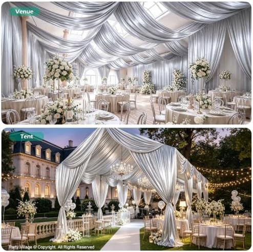 50ftx40ft Silver Ceiling Curtain for Wedding Parties - Image 5