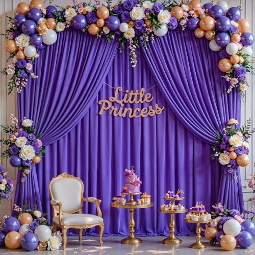 20x12ft Purple Backdrop Curtain Panels for Parties - Wrinkle Free Polyester Photo Curtain Backdrop Wedding Back Drop Fabric Drapes for Party Decorations Background for Photography - Image 2