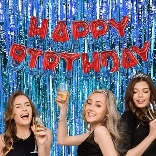 Spider Theme Happy Birthday Letter Balloons Banner, Red and Blue, Party Decoration - Image 7