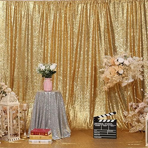 Poise3EHome Gold Sequin Backdrop,8FT x 8FT Sequin Photography Backdrop Curtain for Party Decoration - Image 2