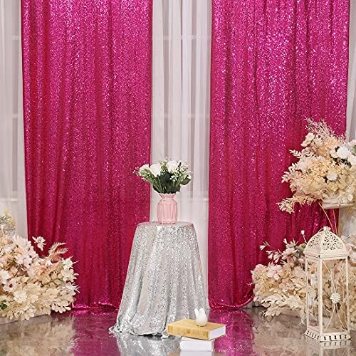Poise3EHome Sequin Backdrop Curtain, 10Ft x 10Ft Hot Pink Glitter Photography Background Curtains, Sequence Backdrop Drapes for Wedding Party Festival Decor - Image 6