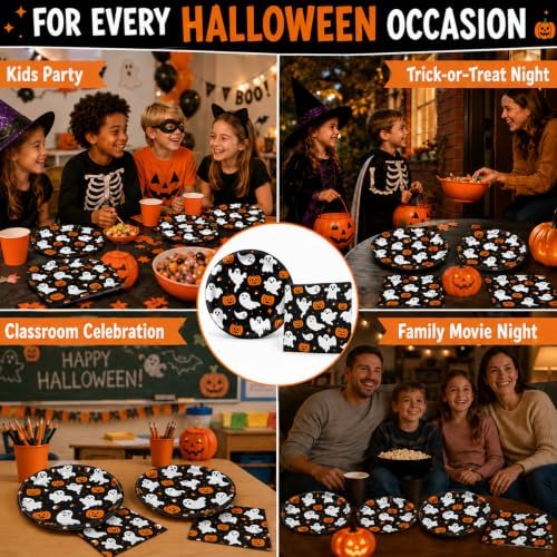 50PCS Halloween Paper Plates and Napkins, 7'' Dessert Plates Party Supplies - Image 5