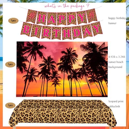 Jersey Shore Themed Birthday Party Decorations, Tropical Beach Background, Cheetah Happy Birthday Banner, Cheetah Tablecloth, Karma Balloons, Fun Party Decor - Image 2