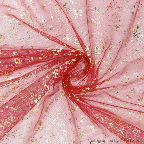 Artoid Mode Red Gold Gauze Table Runner 120 Inch 10FT, Glitter Metallic Foil Sheer Dining Wedding Anniversary Holiday Table Decor for Home Party - Image 5