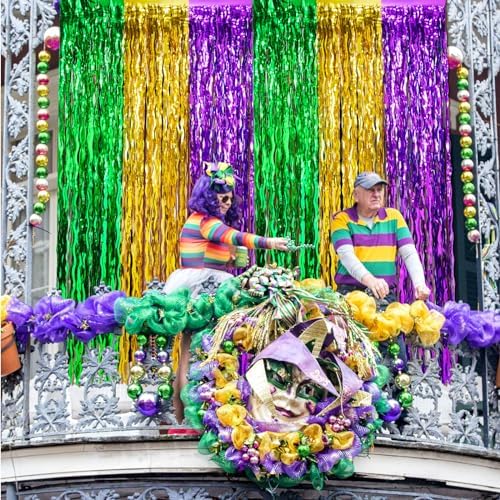 6 Pack 3.3Ft x 6.6Ft Mardi Gras Wavy Foil Fringe Curtain Backdrop Decorations, Purple Gold Green Metallic Tinsel Foil Streamers Curtain Photo Background for Mardi Gras Carnival Wedding Birthday Party - Image 6