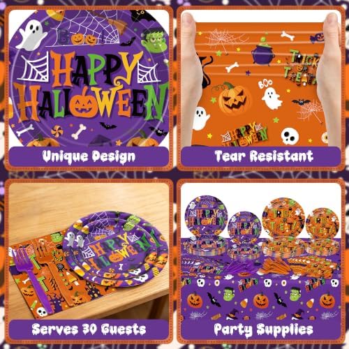 QZYL 122PCS Halloween Plates Set, Halloween Party Decorations for 30 Guests - Image 3