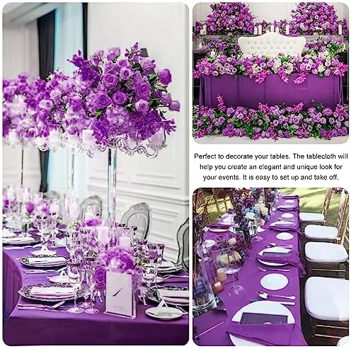 4 Pack Rectangle Tablecloth 60x102 Inch Purple Washable Polyester Table Cover for Wedding Dining Table Buffet Parties Banquet Decoration（Purple） - Image 5