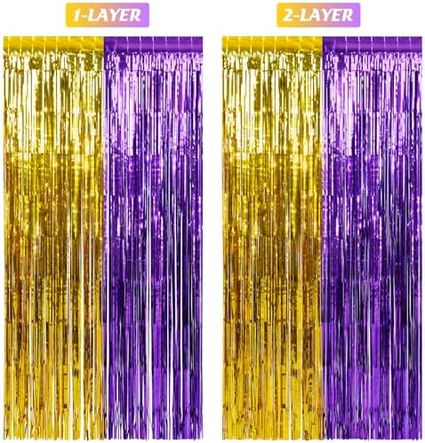 6Pack 3.3Ft x 6.6Ft Graduation Foil Fringe Curtain Backdrop Decorations, Purple Gold Metallic Tinsel Foil Streamers Curtain Photo Booth Background for Graduation Prom Wedding Birthday Party Decoration - Image 5