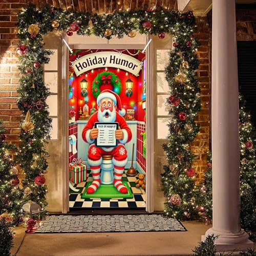 BlissYard Door Cover Christmas Santa Bathroom 35x71 Inch Polyester - Image 5