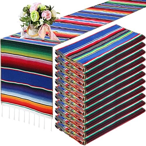 Tegeme 12 Pcs Mexican Table Runners 14 x 84 Inch Cotton,Elegant Style by Tegeme