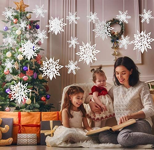 24PCS Hanging Snowflake Decorations Winter Wonderland Party Supplies - Image 5