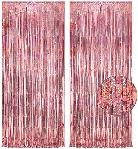 Rose Gold Tinsel Party Backdrop - 3.2ft X 8.2ft - Pack of 2 by GREATRIL