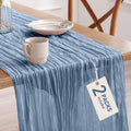 Pureegg 2 Pack Cheesecloth Table Runner 120 Inch Dusty Blue by Pureegg