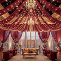 Burgundy Ceiling Drapes with Lights for Weddings, 6 Panels 5ftx20ft Sheer Tulle Curtain Drapes for Wedding Ceremony Birthday Party Arch Decoration by WishCare