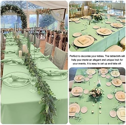 4 Pack Rectangle Tablecloth 60x126 Inch Sage Green Table Cloth for 8 Foot Rectangle Tables Washable Polyester Table Cover for Wedding Dining Tables Parties Banquet（60x126 Sage Green） - Image 5