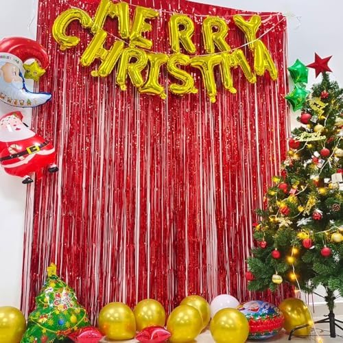 BRAVESHINE Red Streamers Party Backdrop | Foil Curtain | Halloween Decor - Image 5