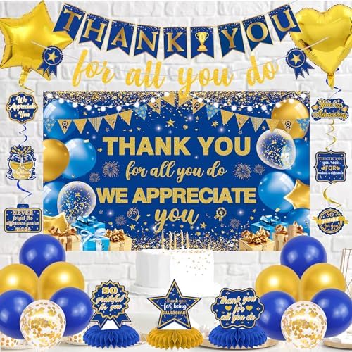 Vlipoeasn Blue Gold We Appreciate You Banner Decorations - Image 3