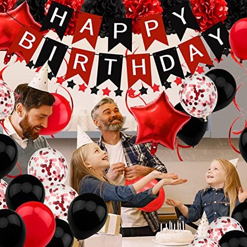 Black and Red Birthday Decorations - Happy Birthday Banner for Boys Girls Men Women Party Supplies - Image 7