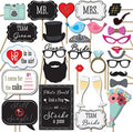 Wedding Photo Booth Props with 8 x 10-Inch Sign, 45 Adhesive Pads, 35 Wooden Sticks - Signs for Wedding Backdrop and Selfie Station by OutsideTheBooth