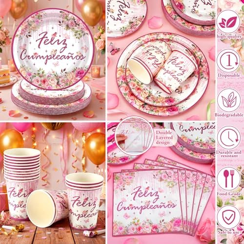 168 Pink Mexican Birthday Party Decorations for Women Serves 24 - Image 4