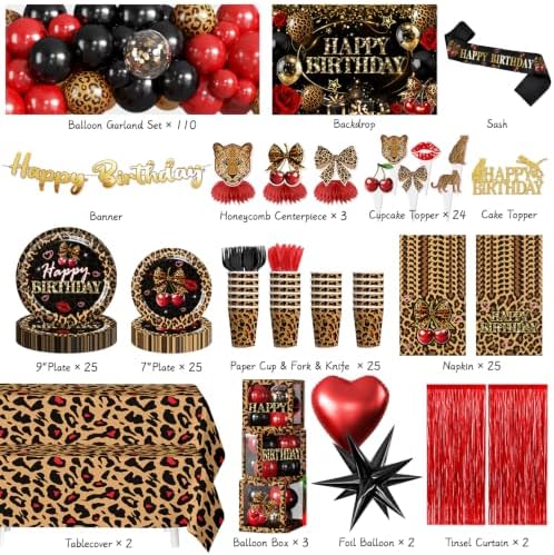 Cocomigo 265pcs Cheetah Print Birthday Decorations, One-stop Set Serves 25 - Image 2