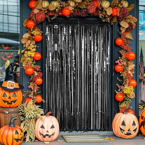 ZATAYE 4 Pack Black Halloween Foil Curtain Streamer Decorations - Image 7