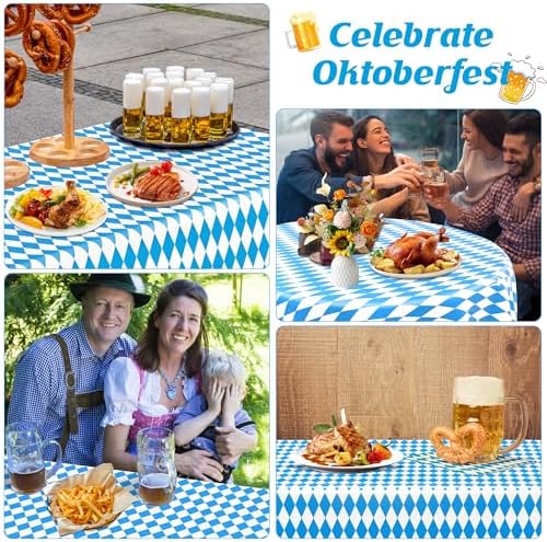 12 Pack Oktoberfest Tablecloths Bulk 54 x 108 Inch Plastic Bavarian Style - Image 6