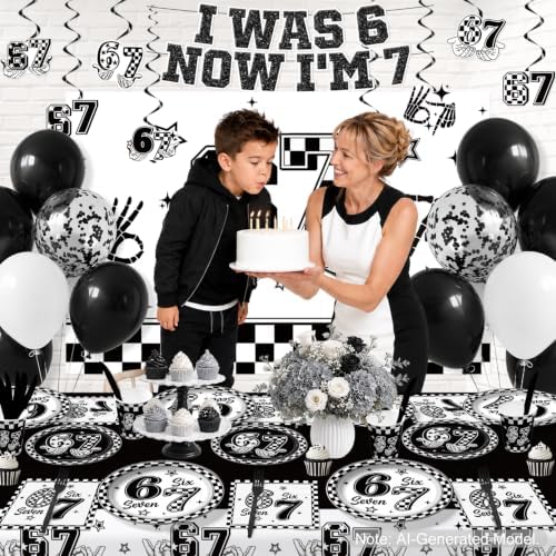 Xynic 189 Pcs Black 6 7 Birthday Decorations for Boys, Serves 25 - Image 4