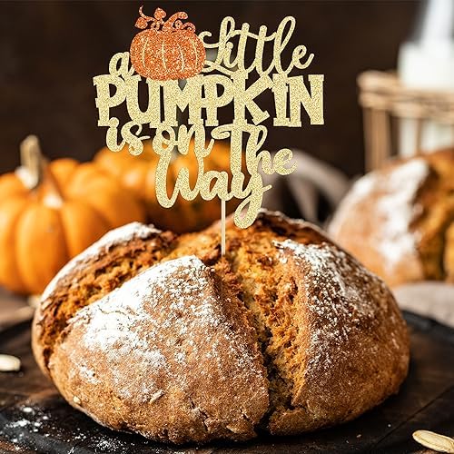 1Pc Little Pumpkin is on the Way Cake Topper Orange Glitter Boy Pumpkin Baby Shower Cake Topper Decorations for Autumn Little Pumpkin Themed Baby Shower Kids Boys Girls Birthday Party Supplies - Image 4
