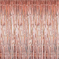 2 Pcs 3.2ft x 8.2ft Shiny Rose Gold Metallic Tinsel Foil Fringe Curtains Photo Booth Backdrop for Birthday Wedding Holiday Celebration Bachelorette Party Decorations by i-CHONY