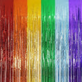 Rainbow Tinsel Streamers Backdrop Party Decorations 8.2ft x 3.2ft 2 Packs by GREATRIL